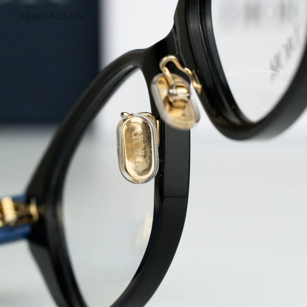 BRAND NEW Dior LAPARISIENNEDIORO S4F 1000 Black Blue Demo Women Round Eyeglasses